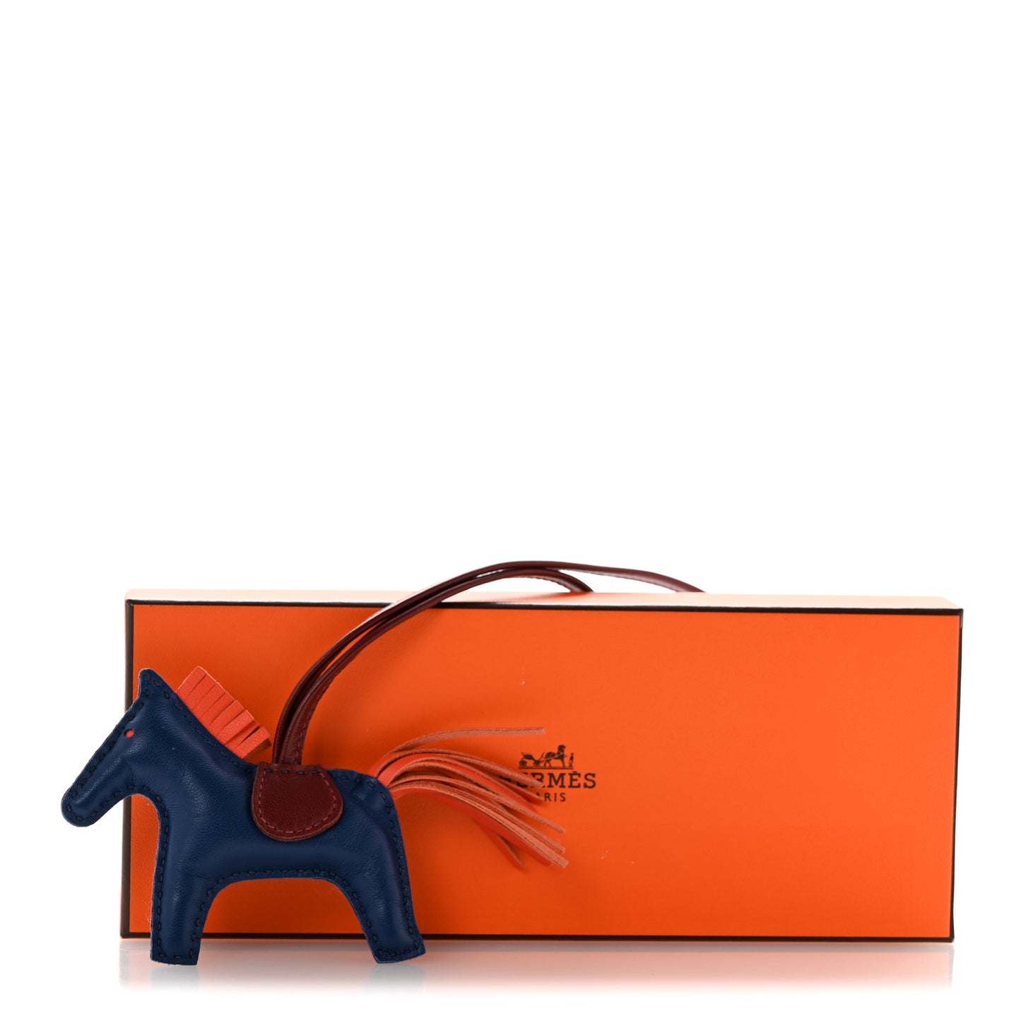 Milo Lambskin Grigri Rodeo Horse Bag Charm PM Bleu de Malte Rouge H Peony