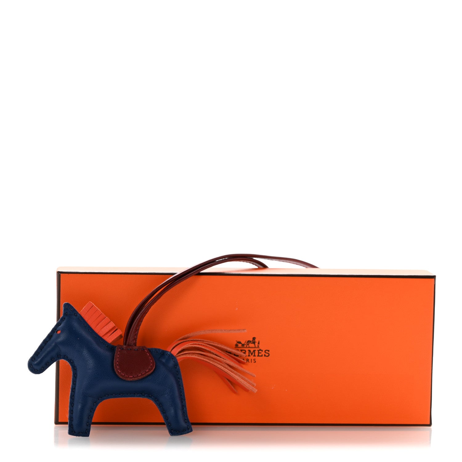 Hermes Milo Lambskin Grigri Rodeo Horse Bag Charm PM Bleu de Malte Rouge H Peony 4 of 4