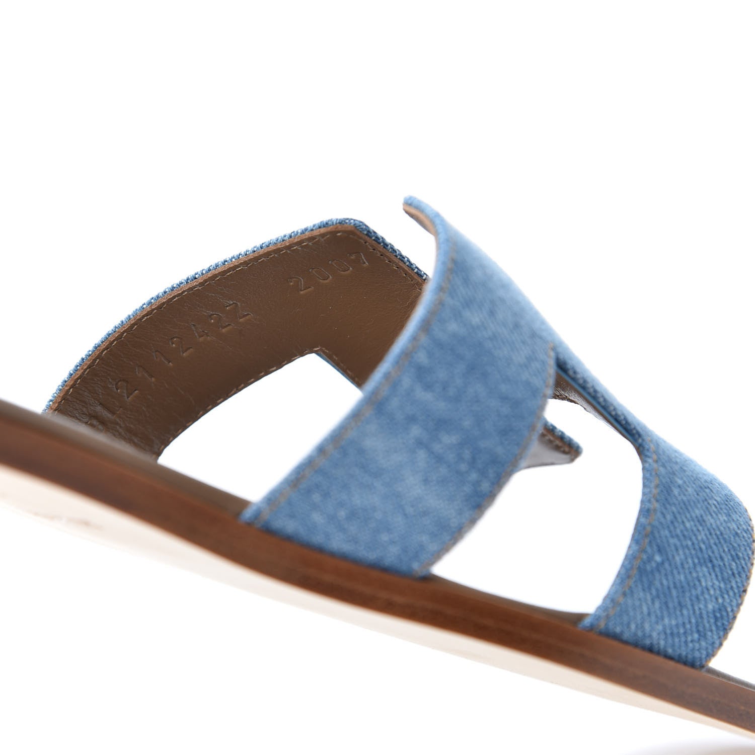Hermes Denim Canvas Oran Sandals 39.5 Bleu Clair 10 of 10