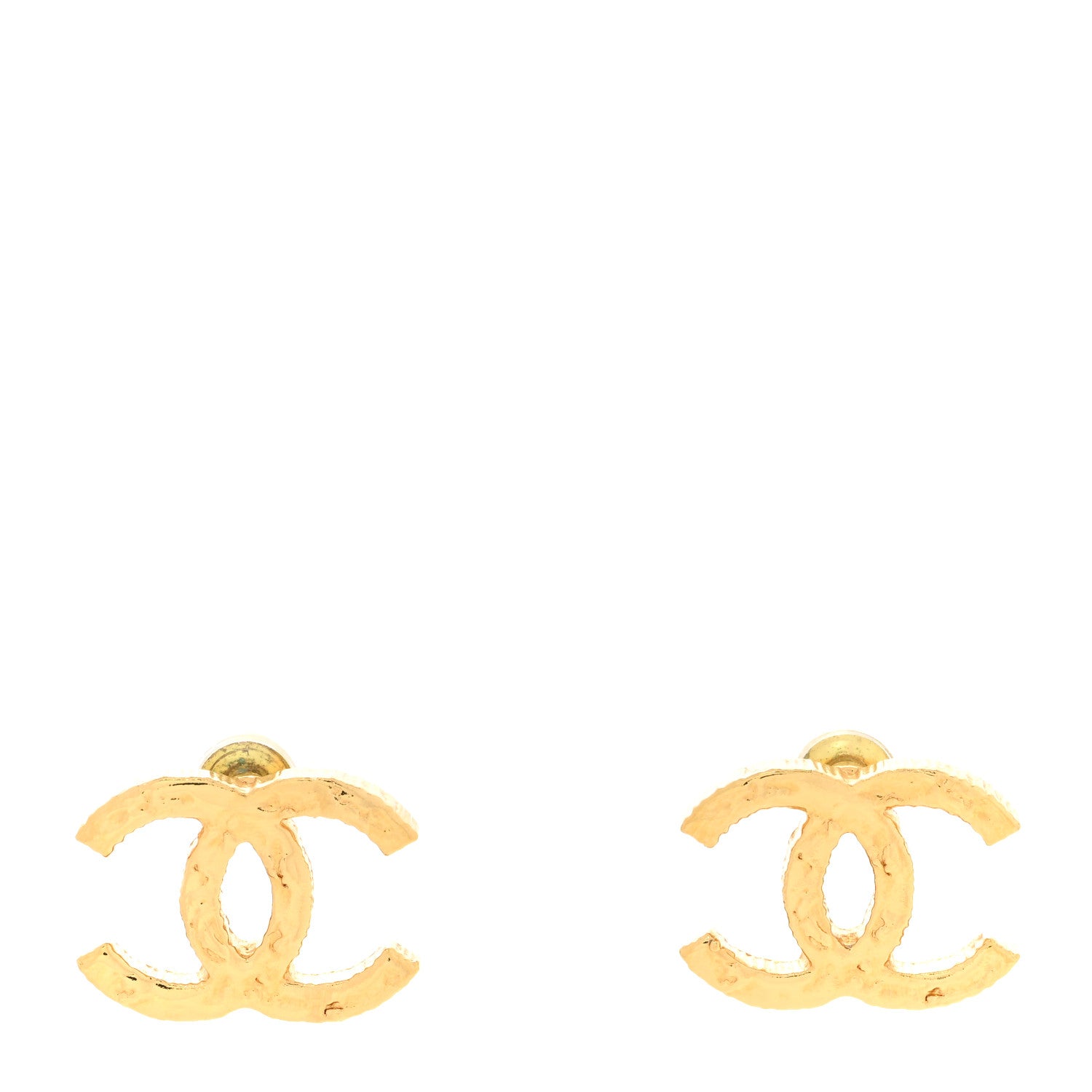Chanel Metal Textured CC Earrings Gold 1 of 5