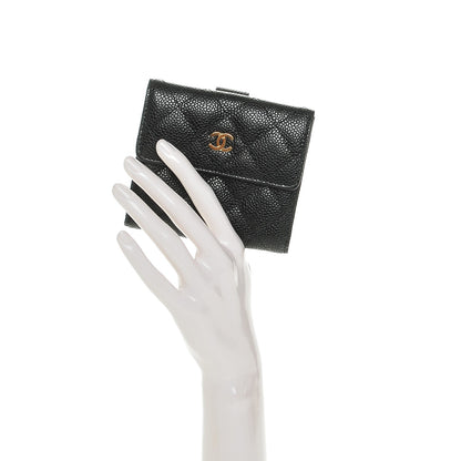 Chanel Caviar Quilted Compact French Flap Wallet Black 2 of 8
