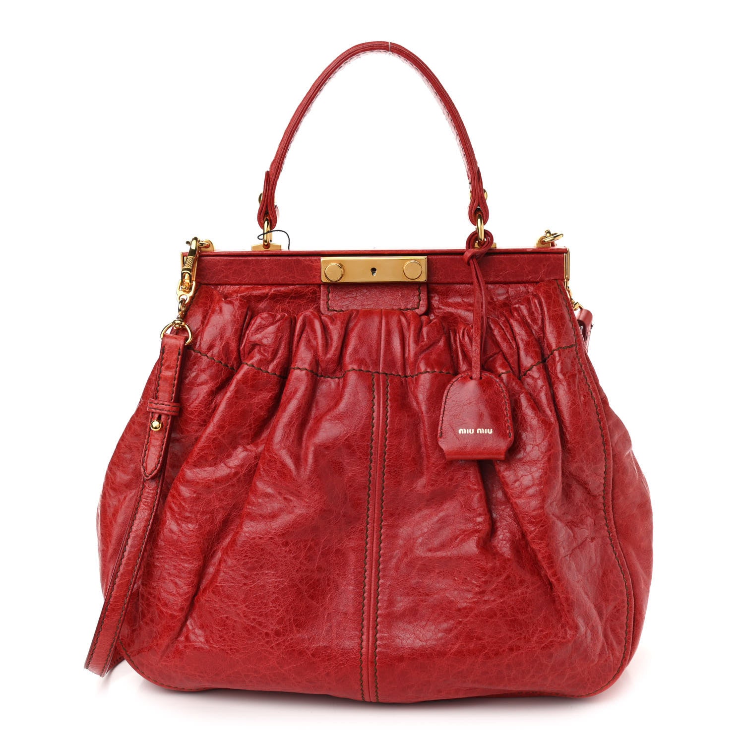 Miu Miu Nappa Frame Lux Top Handle Rosso 1 of 13