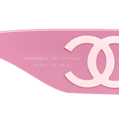 Chanel Acetate Polarized Rectangle Sunglasses 5526-A Pink 5 of 7