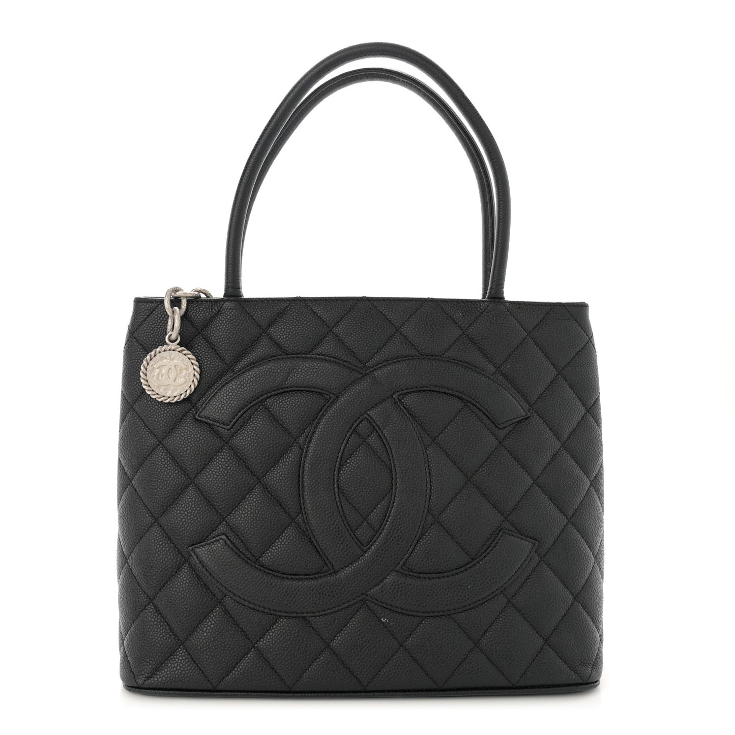 Caviar Quilted Medallion Tote Black