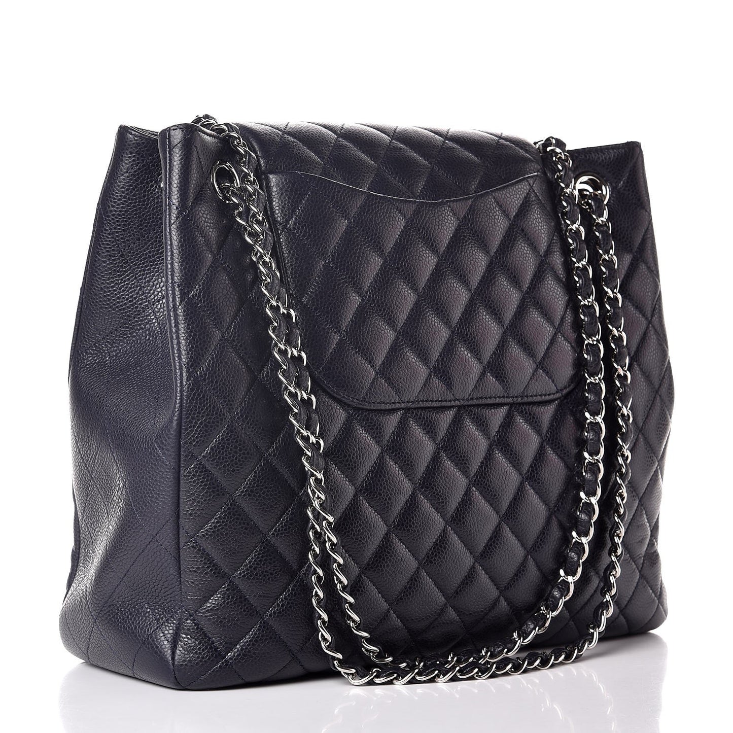 Caviar Quilted Flap Tote Marine