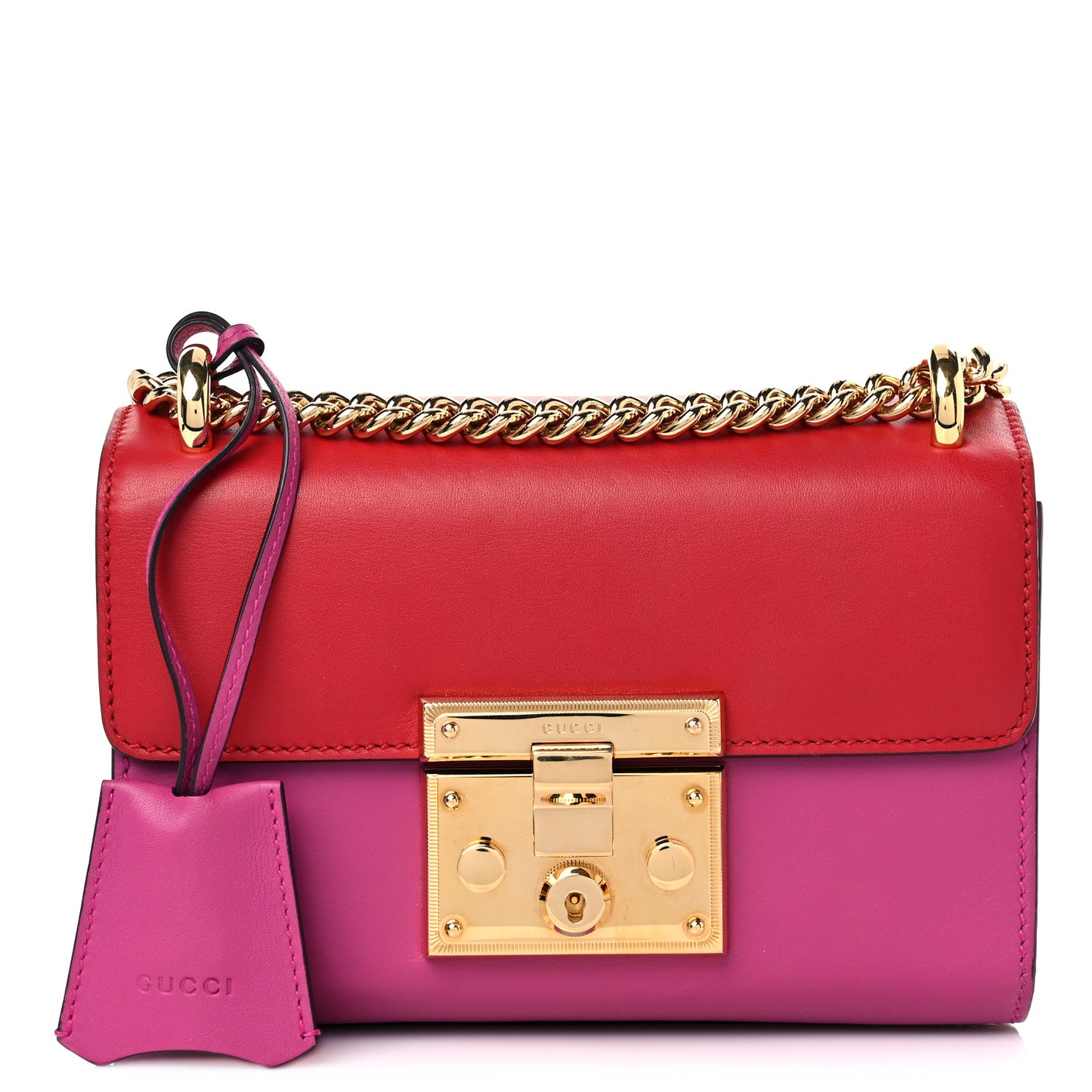 Calfskin Small Padlock Shoulder Bag New Rosette Hibiscus Red