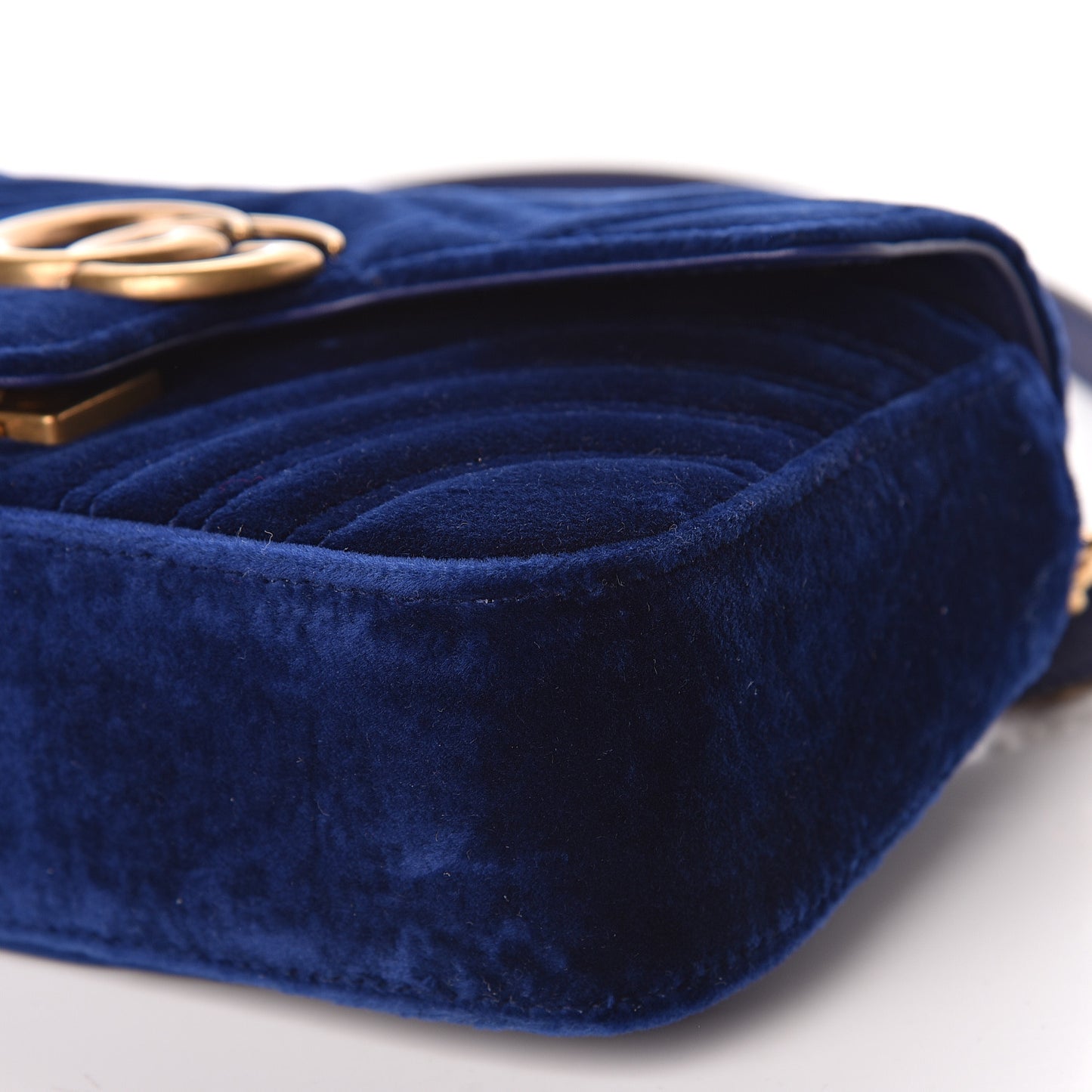 Velvet Matelasse Mini GG Marmont Shoulder Bag Cobalt Blue