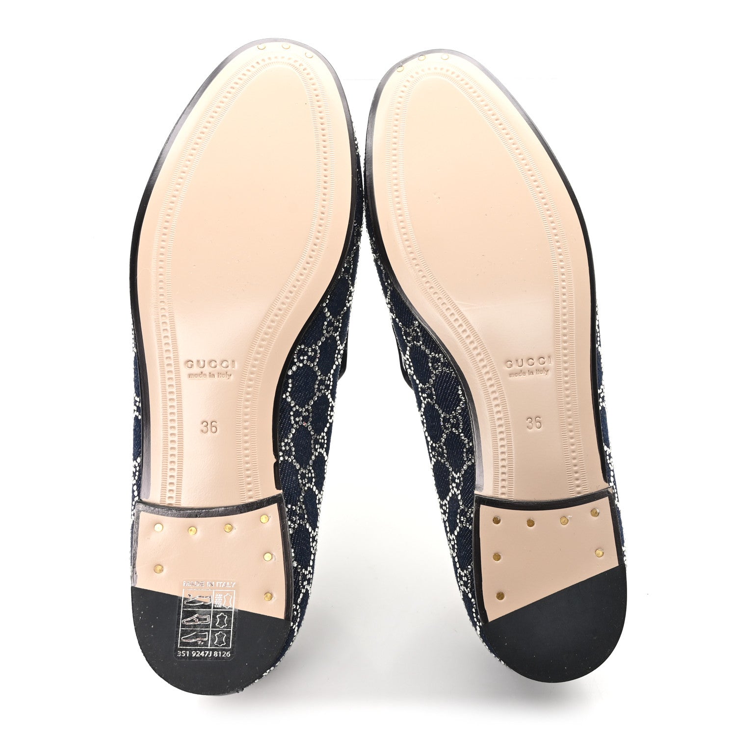 Gucci New Denim Crystal GG Monogram Womens 1953 Horsebit Jordaan Loafer 36 Blue 6 of 10
