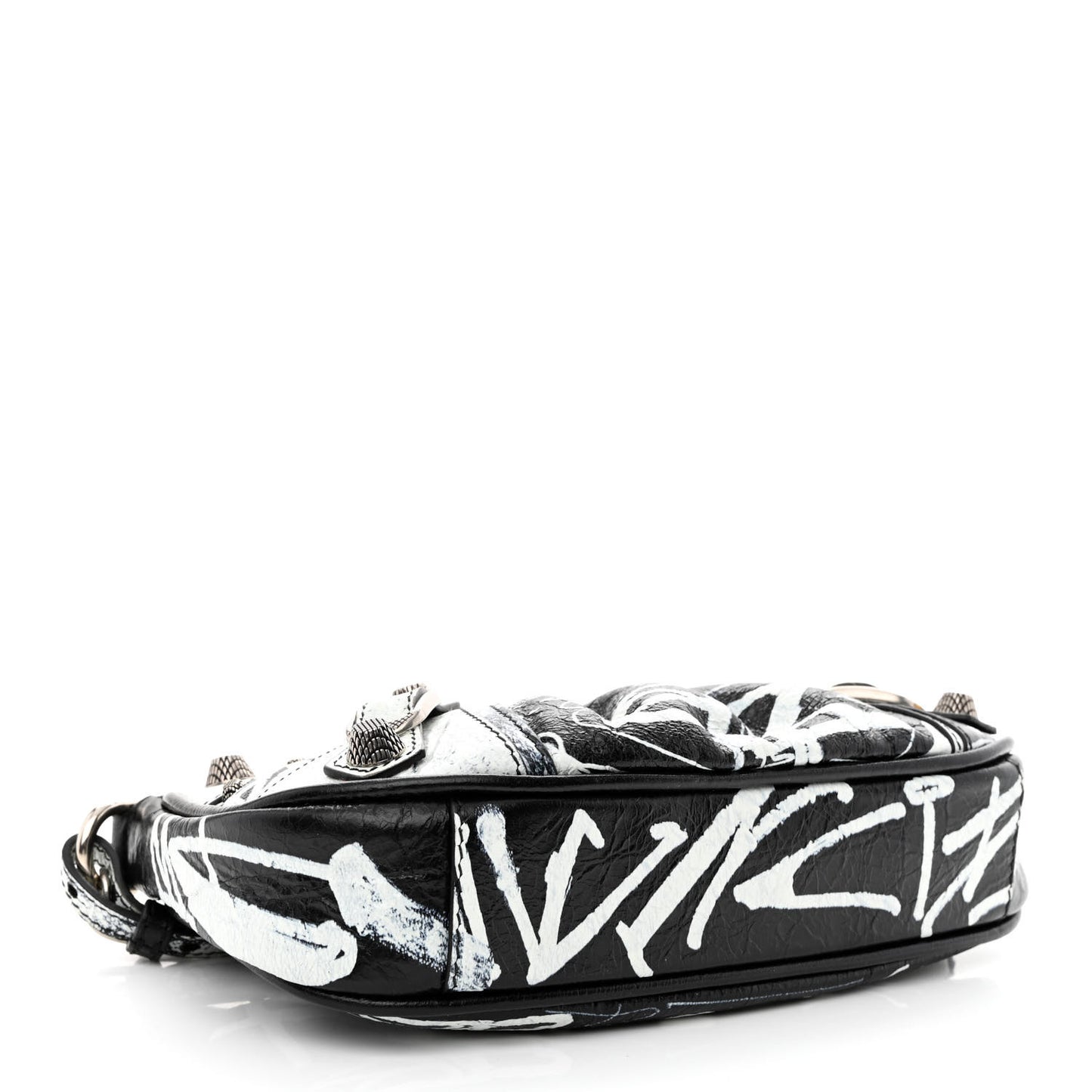 Agneau Arena Graffiti Le Cagole Mini Purse With Chain Black White