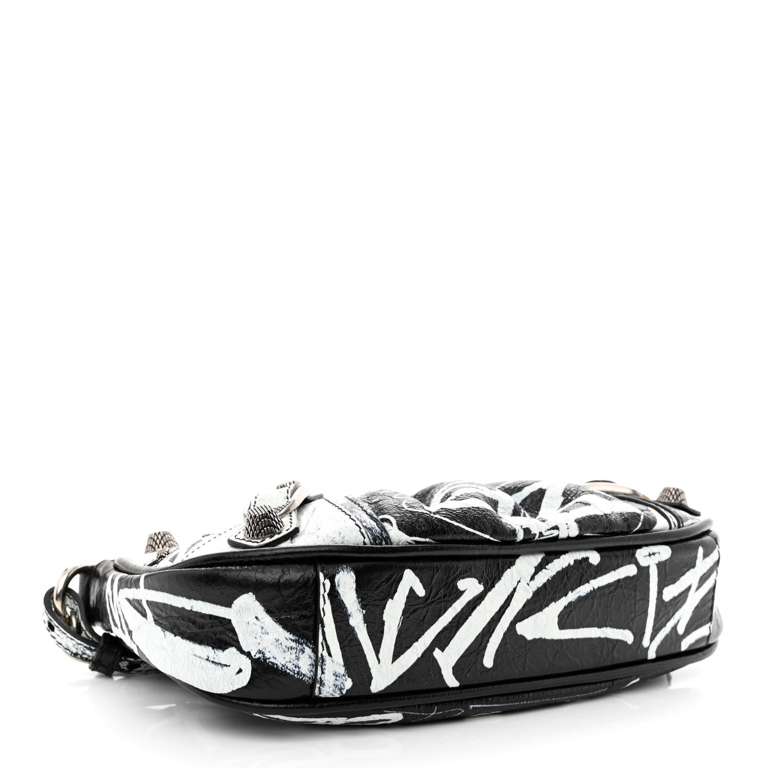 Balenciaga Agneau Arena Graffiti Le Cagole Mini Purse With Chain Black White 4 of 11