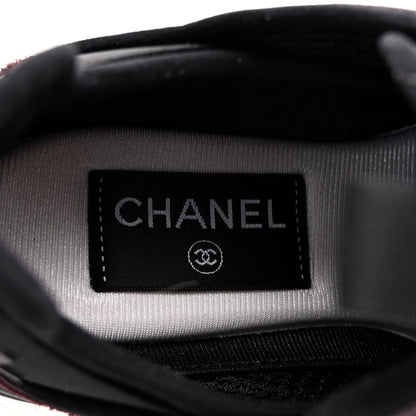 Chanel Suede Calfskin Nylon Grosgrain CC Sneakers 37 Dark Purple 9 of 11