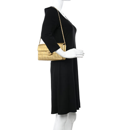 Chanel Metallic Lambskin Quilted East West Chocolate Bar Flap Gold 2 of 16