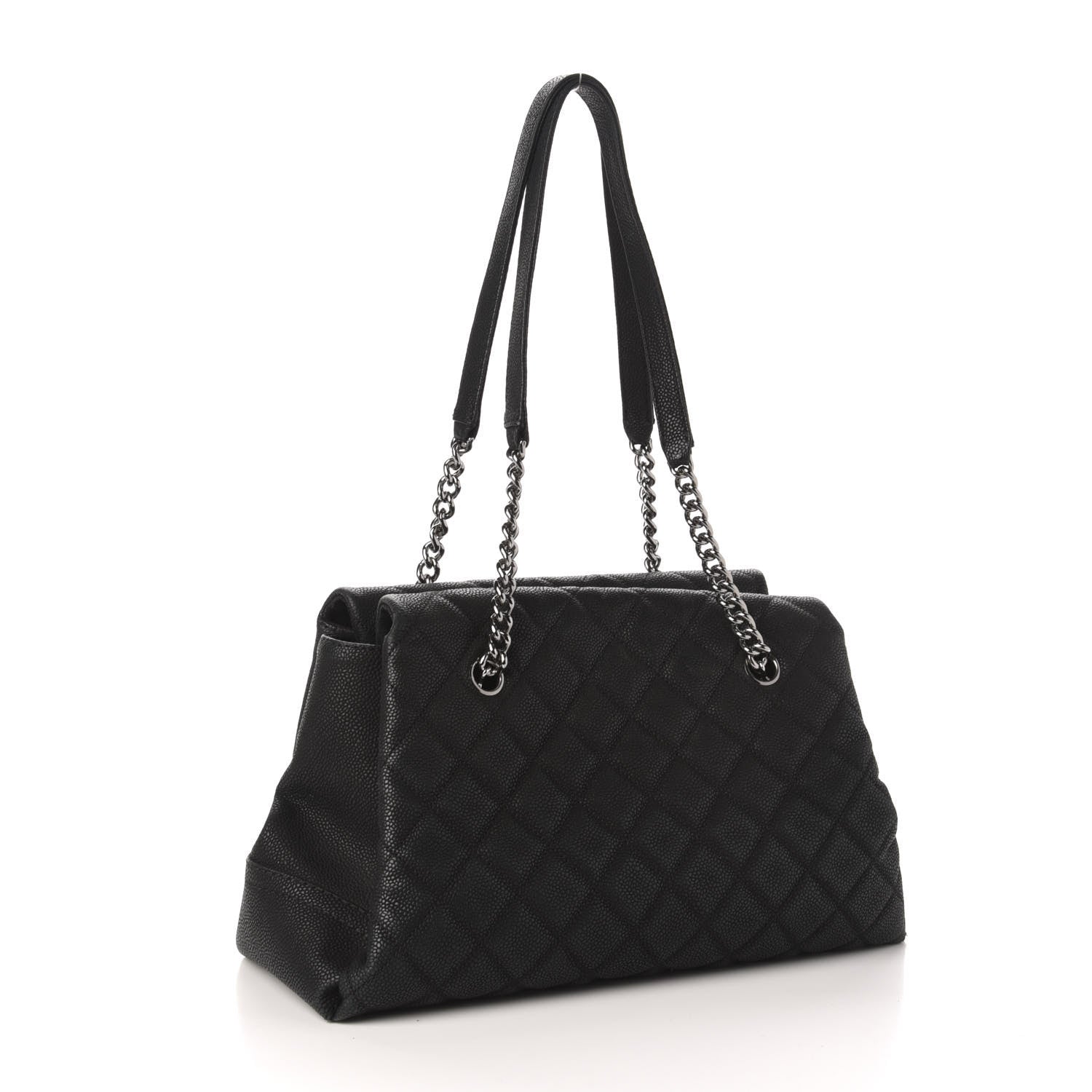 Chanel Iridescent Caviar Quilted Lady Pearly Tote Black 3 of 10