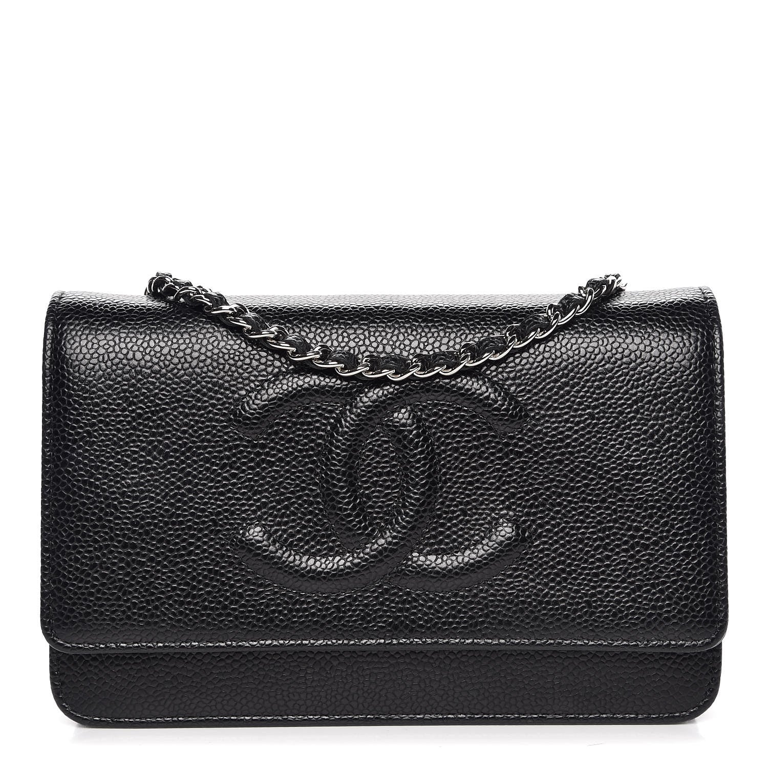 Chanel Caviar Timeless CC Wallet On Chain WOC Black 1 of 9