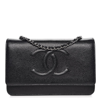 Chanel Caviar Timeless CC Wallet On Chain WOC Black 1 of 9