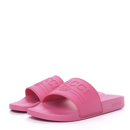 Gucci Rubber Logo Stamped Mens Slide Sandals 10 Fuchsia 3 of 8