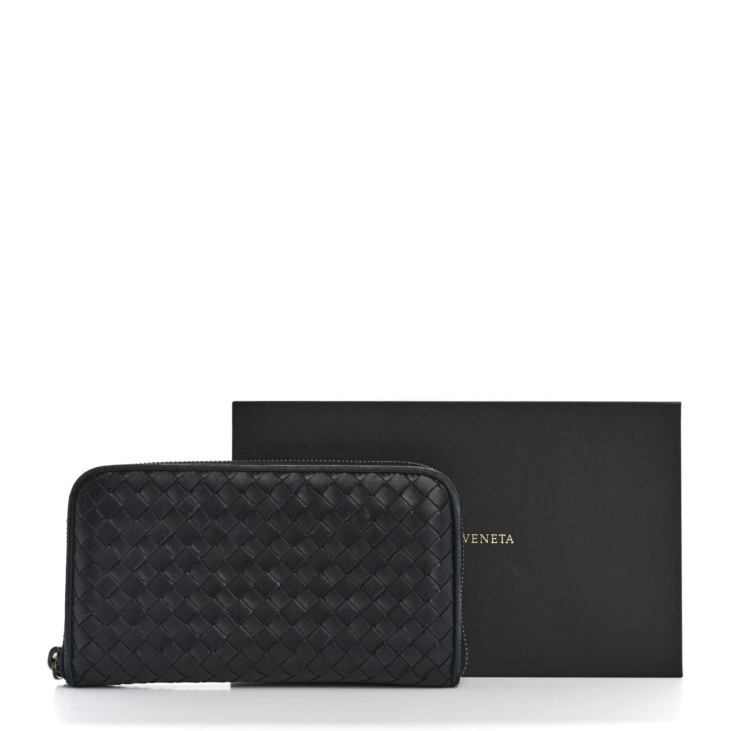 Nappa Intrecciato Zip Around Wallet Blue