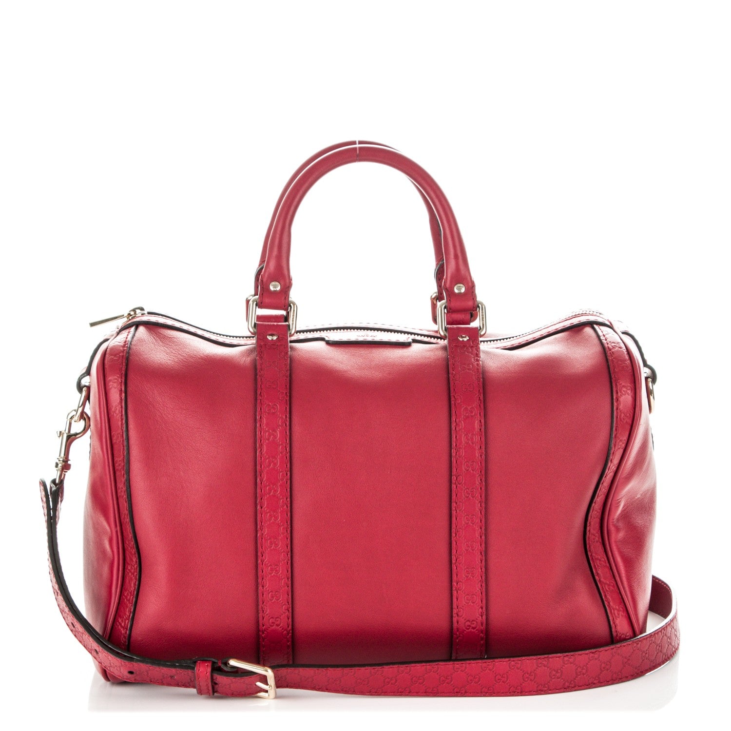 Gucci Calfskin Microguccissima Trim Medium Boston Raspberry Red 1 of 7