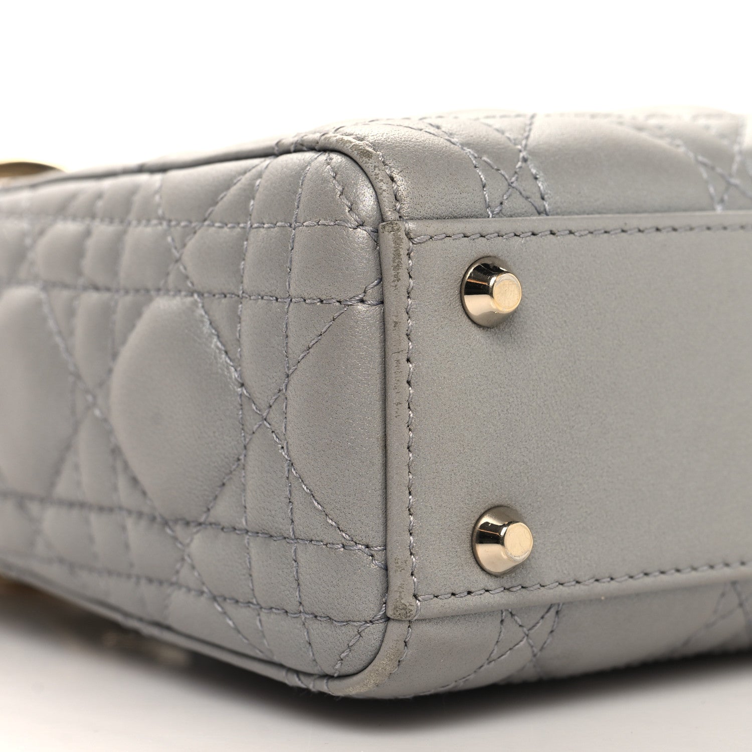 Christian Dior Metallic Lambskin Cannage Mini Lady Dior Grey 9 of 15