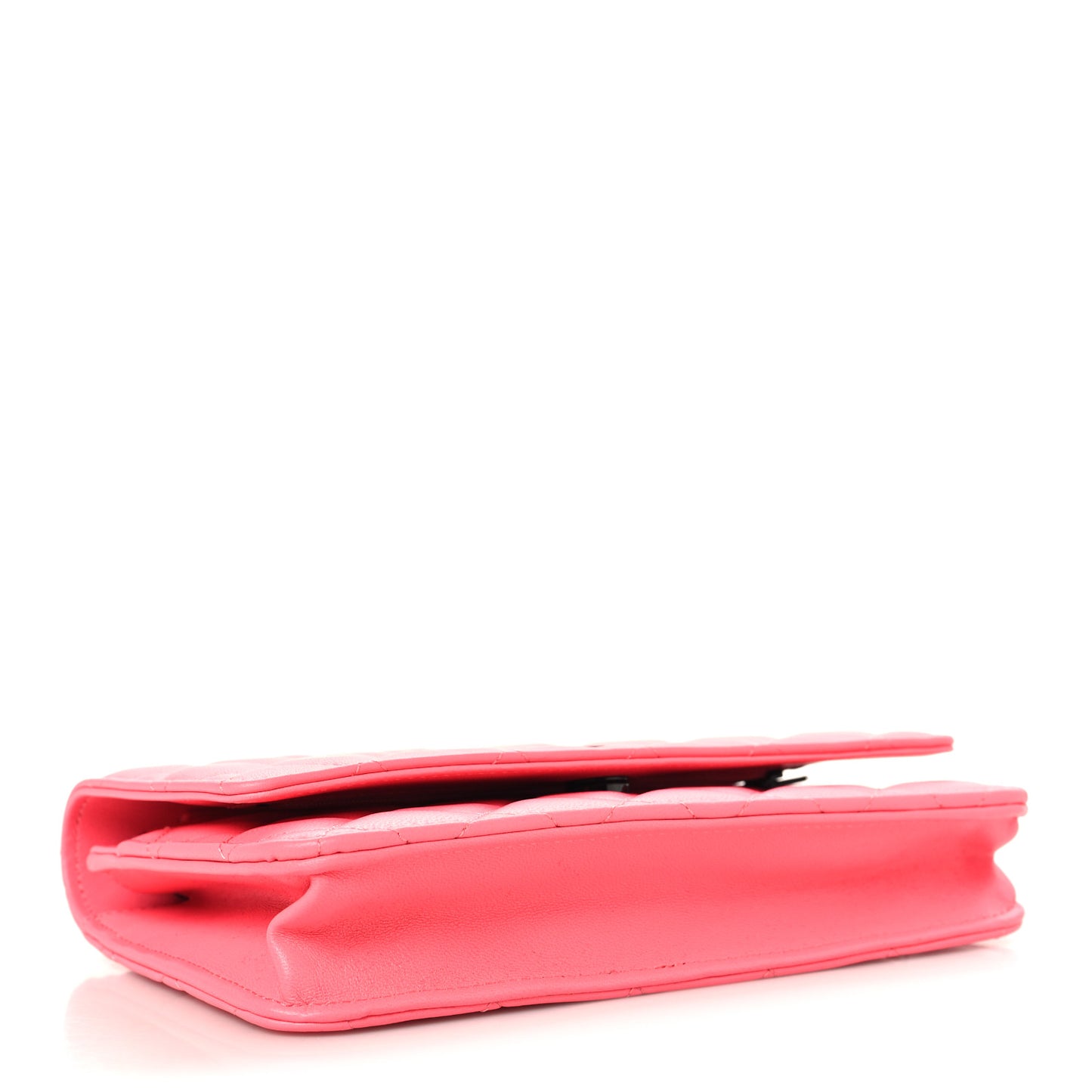 Lambskin Quilted Wallet On Chain WOC Coral Pink