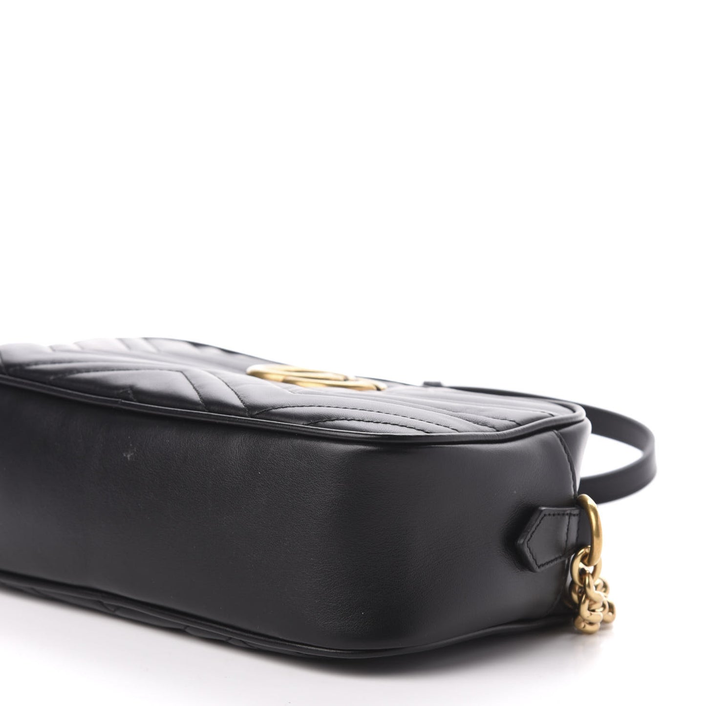 Calfskin Matelasse Small GG Marmont Chain Shoulder Bag Black
