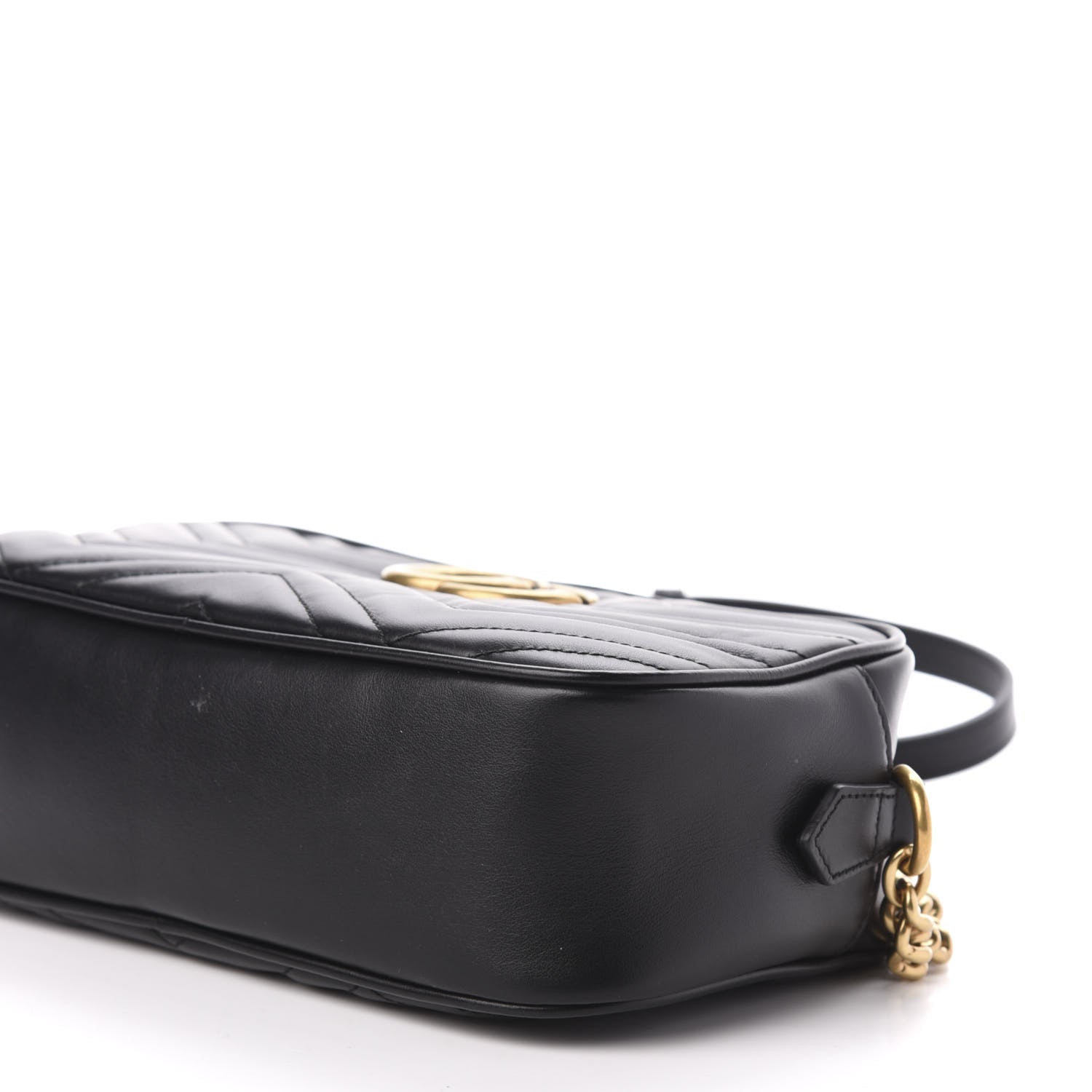 Gucci Calfskin Matelasse Small GG Marmont Chain Shoulder Bag Black 10 of 11