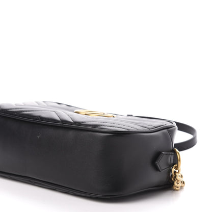 Gucci Calfskin Matelasse Small GG Marmont Chain Shoulder Bag Black 10 of 11