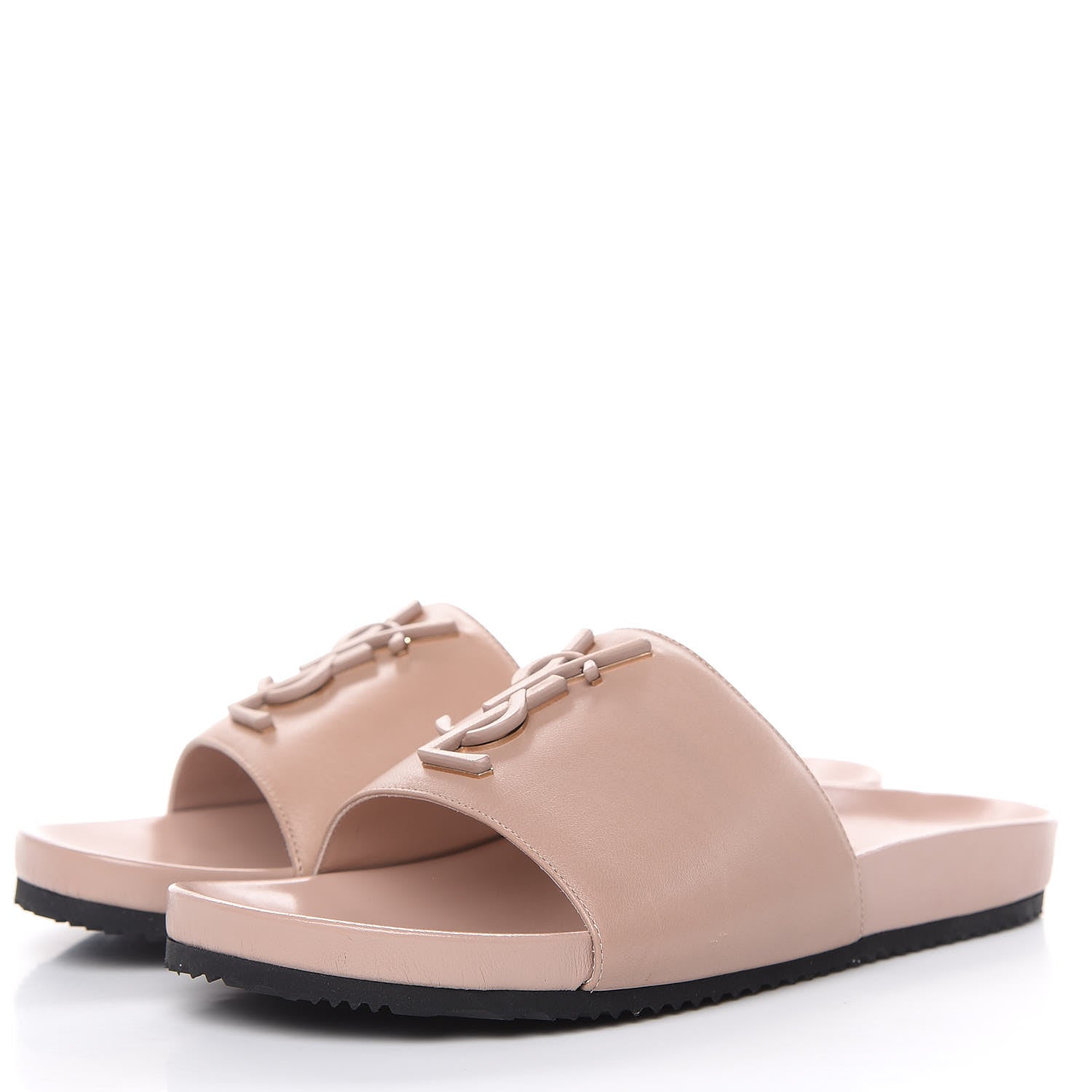 Saint Laurent Nappa Joan Slide Sandals 37.5 Nude 3 of 9