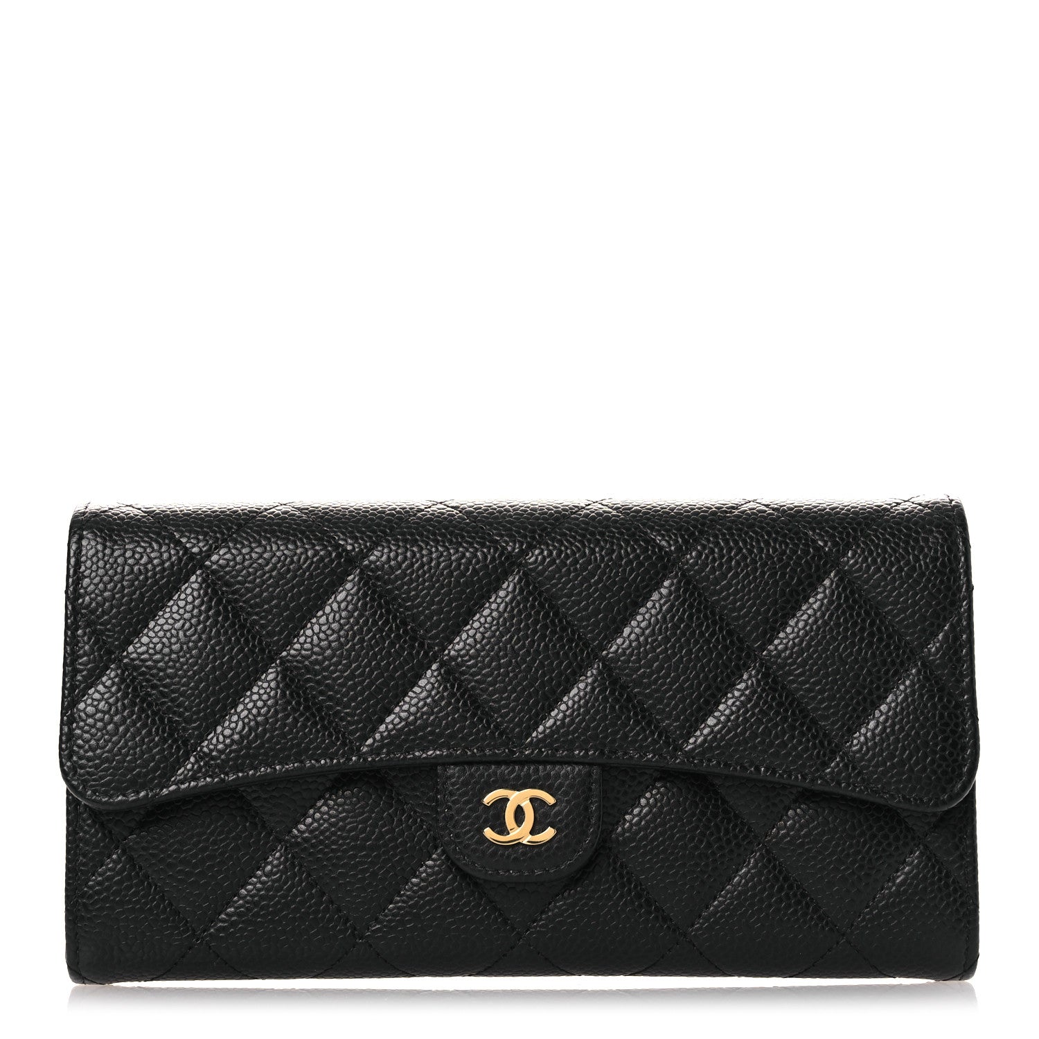 Chanel Caviar Quilted Large Gusset Flap Wallet Black 1 of 9