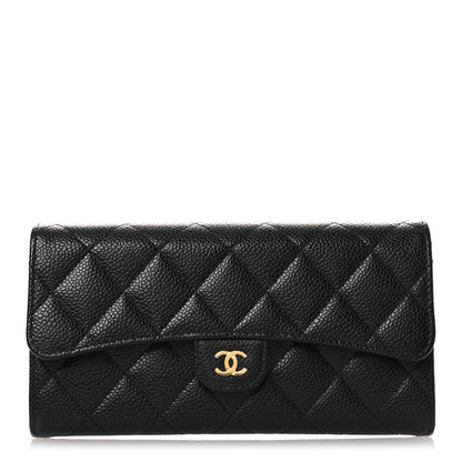 Chanel Caviar Quilted Large Gusset Flap Wallet Black 1 of 9