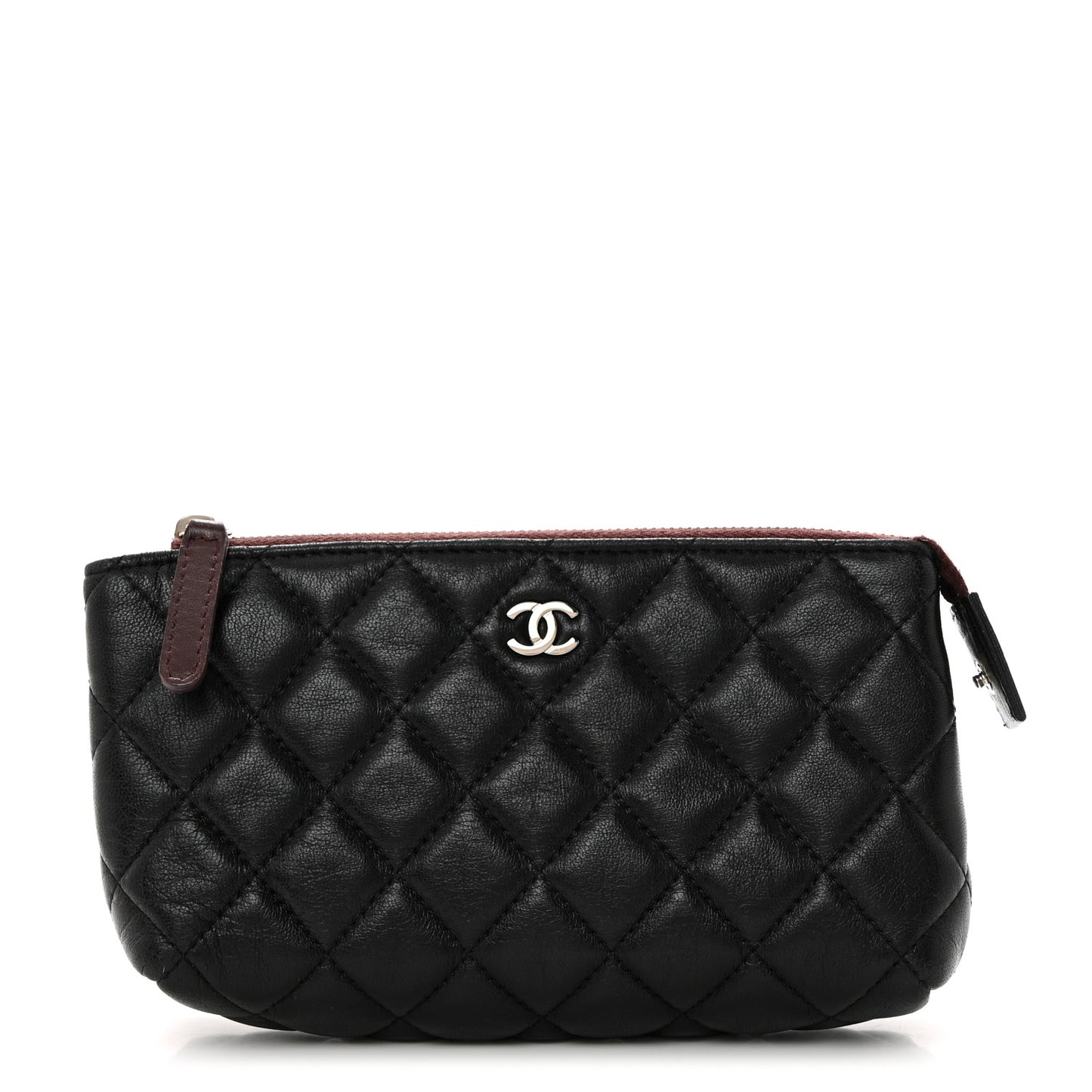 Lambskin Quilted Cosmetic Pouch Black