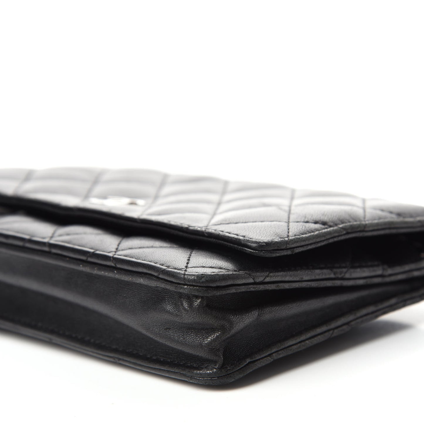 Lambskin Quilted Wallet On Chain WOC Black