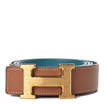Hermes Swift Epsom 32mm H Belt 95 Gold Bleu Paon 1 of 8