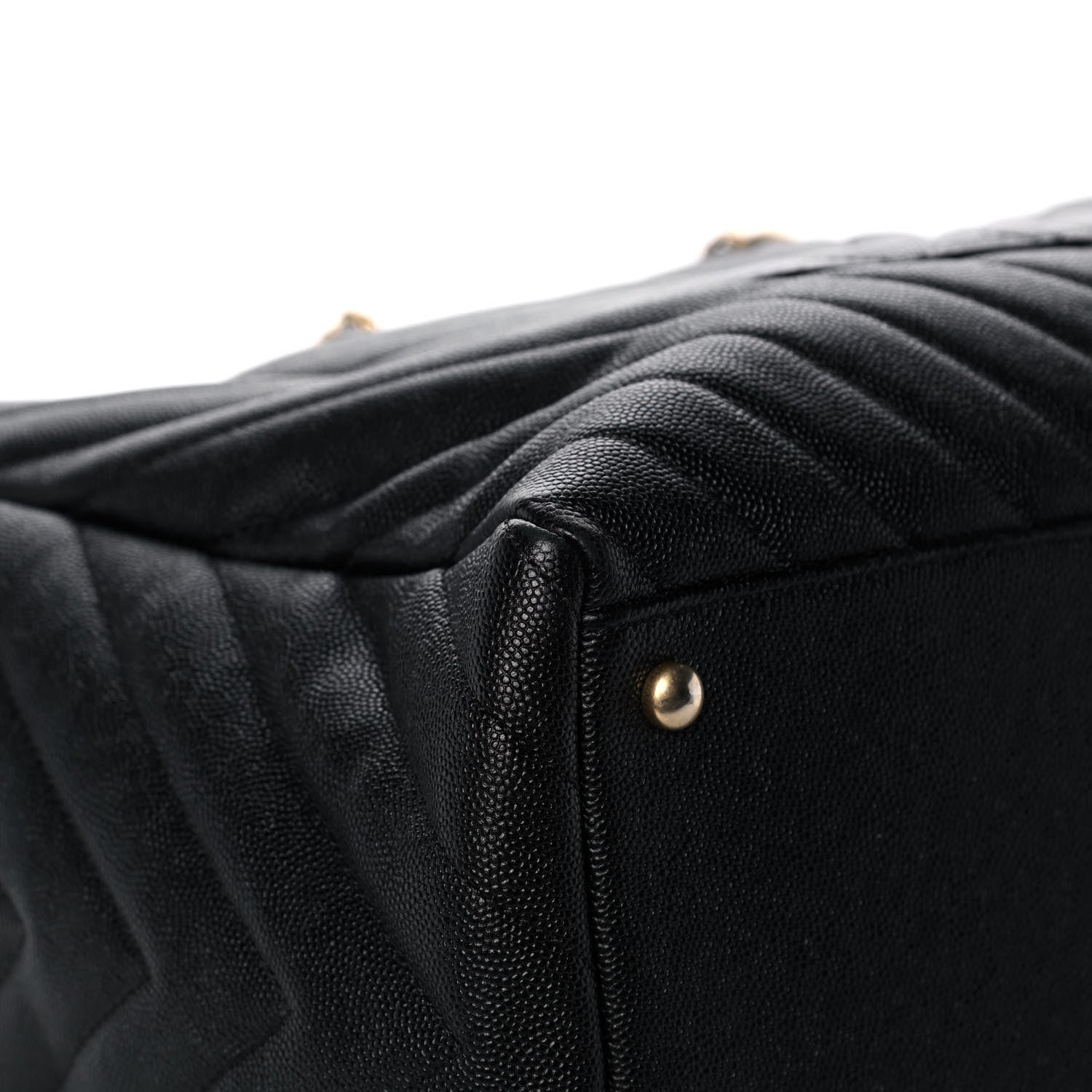 Chanel Aged Calfskin Chevron Large Coco Handle Shopping Tote Black 10 of 11