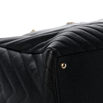 Chanel Aged Calfskin Chevron Large Coco Handle Shopping Tote Black 10 of 11