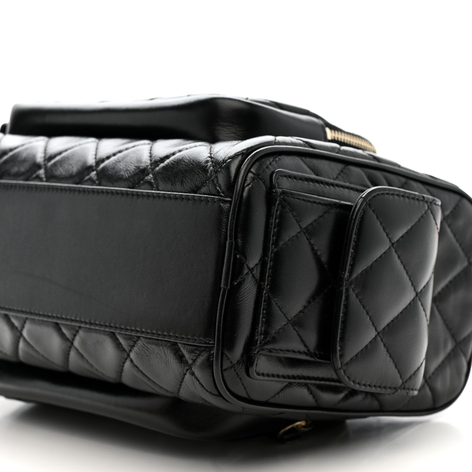Chanel Shiny Crumpled Lambskin Quilted Medium Preppy Pocket Camera Case Black 10 of 10
