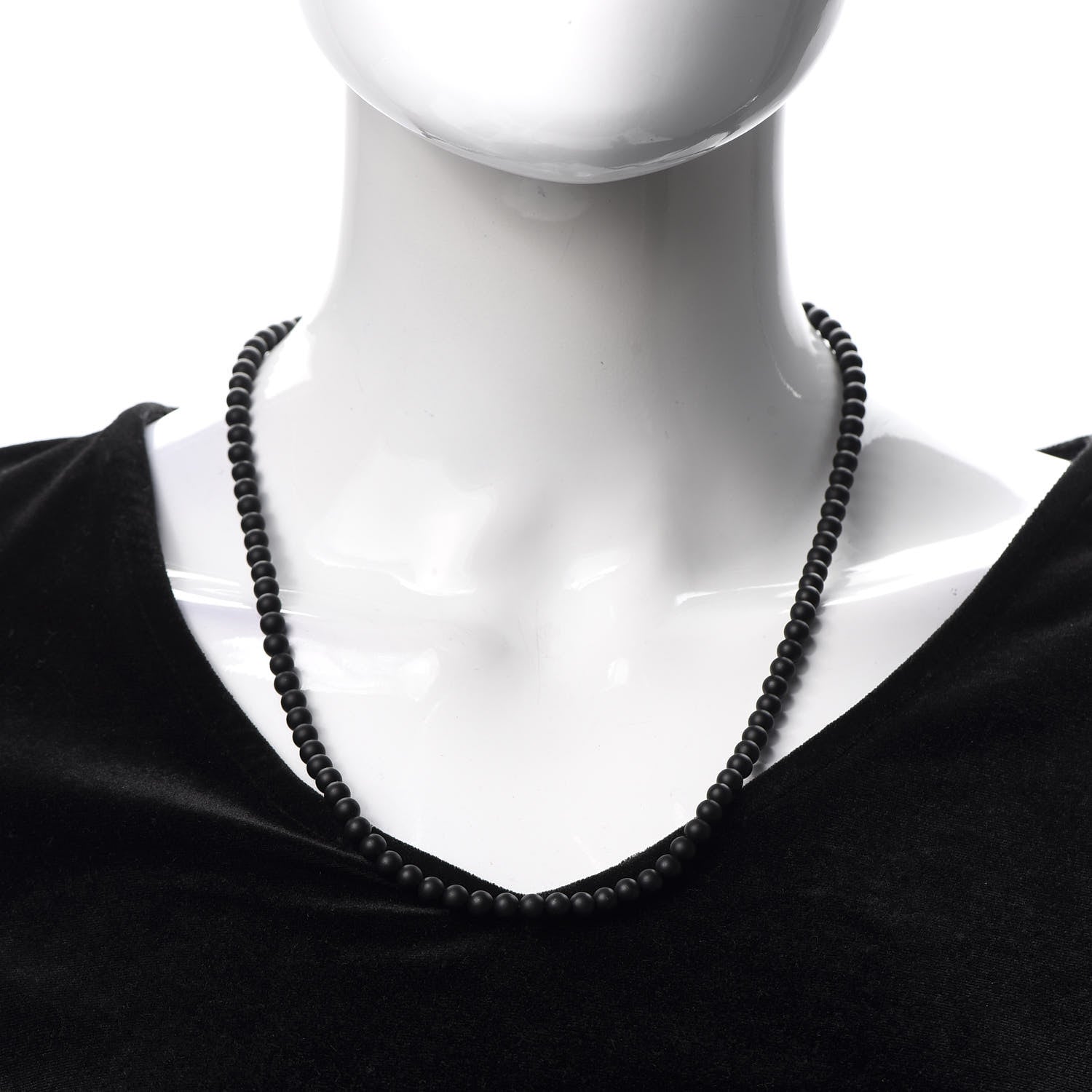 David Yurman Sterling Silver Black Onyx 5mm Spiritual Beads Necklace 2 of 5