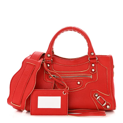 Balenciaga Supple Grained Calfskin Classic Silver Hardware Highlight Mini City Rouge Fraise 1 of 14