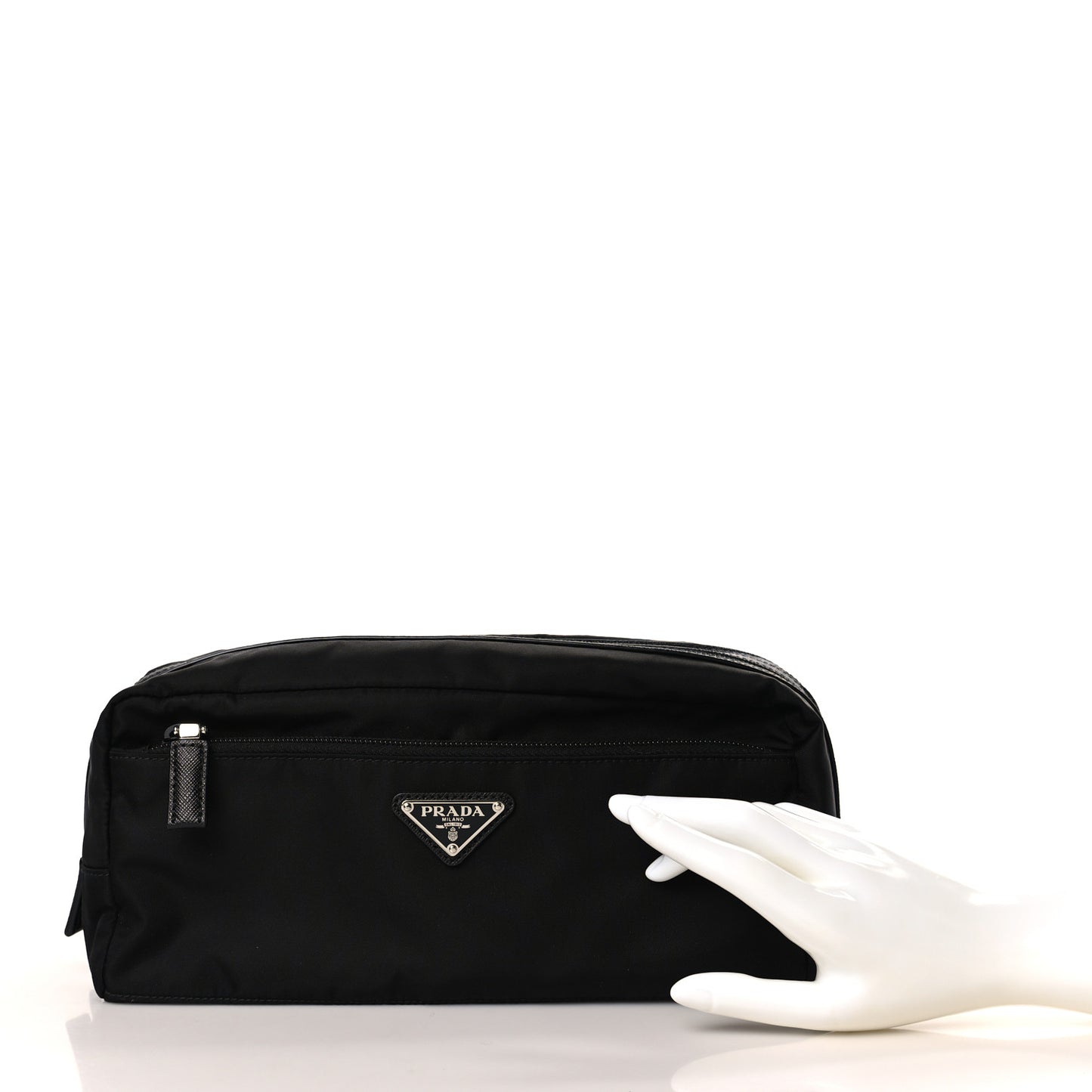 Re-Nylon Saffiano Travel Pouch Black