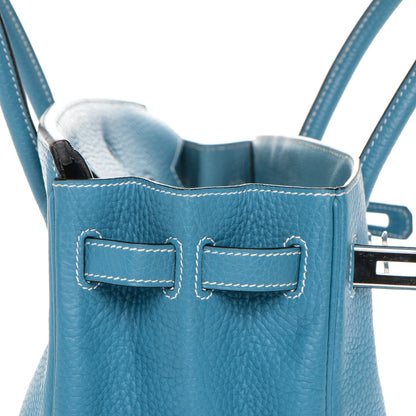 Hermes Taurillon Clemence Birkin 30 Blue Jean 20 of 28