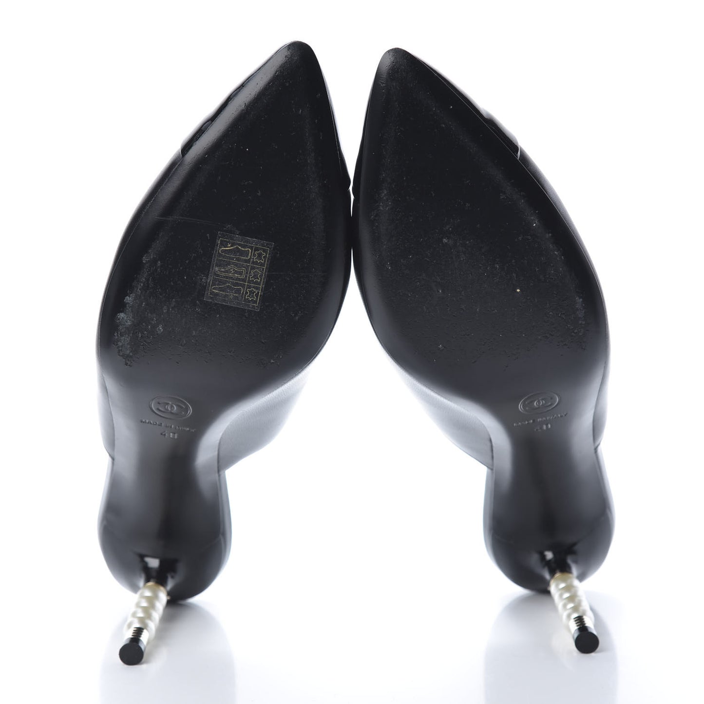 Lambskin Patent Calfskin Pearl Mules 40 Black