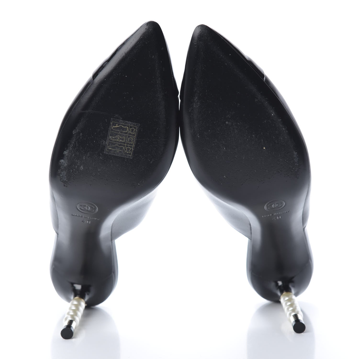 Chanel Lambskin Patent Calfskin Pearl Mules 40 Black 6 of 14