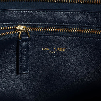Saint Laurent Smooth Calfskin Medium Cabas Monogram Navy 6 of 7