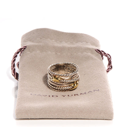 David Yurman Sterling Silver 18k Yellow Gold Double X Crossover Ring 5.5 3 of 5