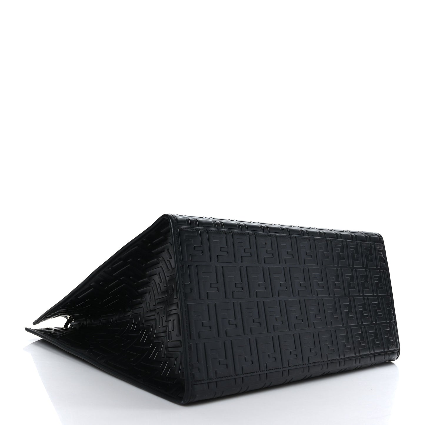 Vitello Century Wicker FF 1974 Embossed Large Runaway Shopper Tote Black