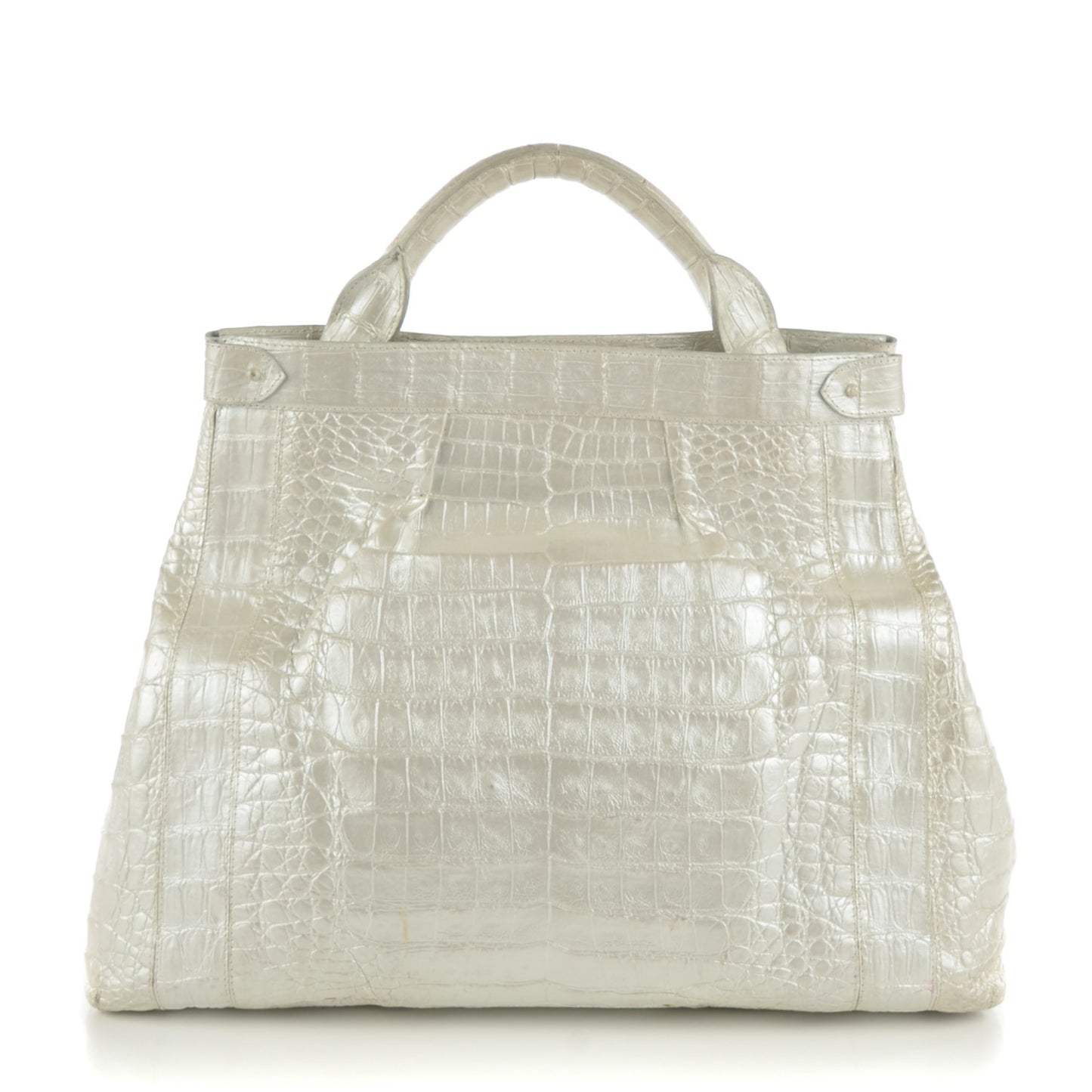 Crocodile Top Handle Bag Silver