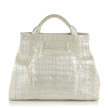 Nancy Gonzalez Crocodile Top Handle Bag Silver 1 of 11