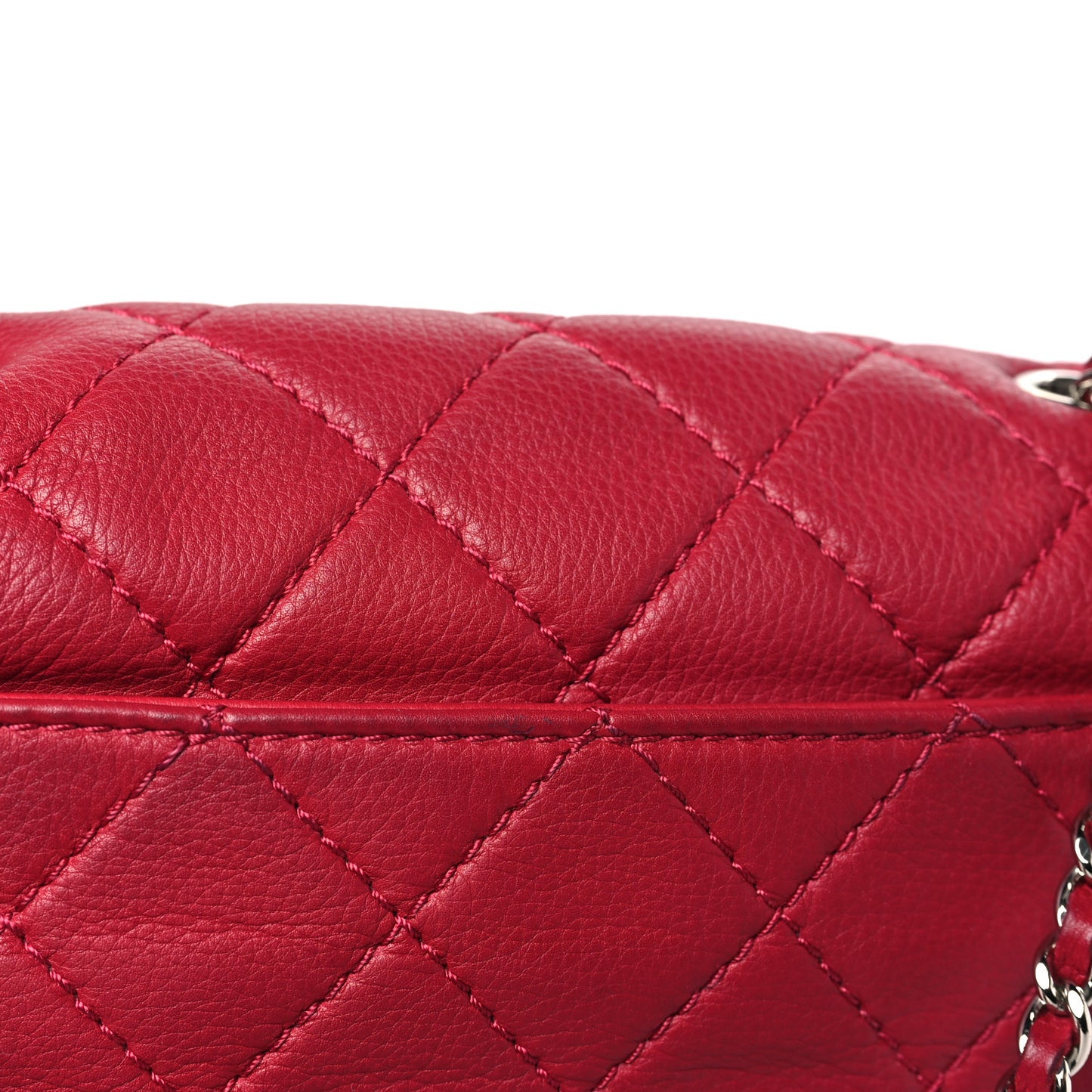 Calfskin Quilted CC Curvy Flap Red