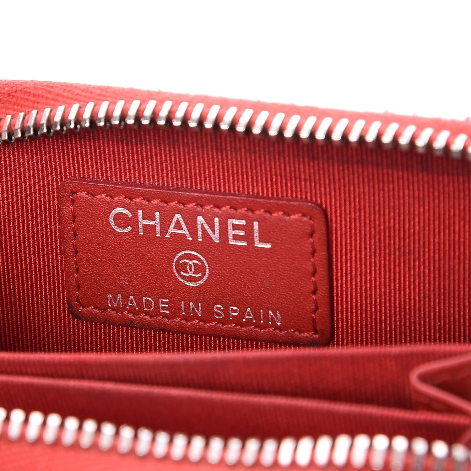Chanel Caviar Quilted Zip Around Coin Purse Red 6 of 8