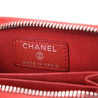 Chanel Caviar Quilted Zip Around Coin Purse Red 6 of 8
